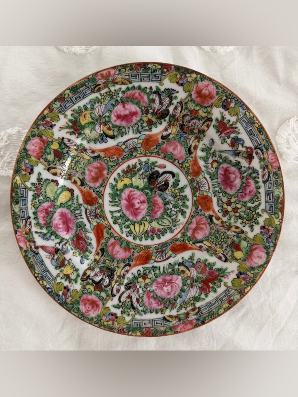 Antique Vintage Chinese Famille Rose Medallion Porcelain Plate -  8.3” - Picture 2 of 7